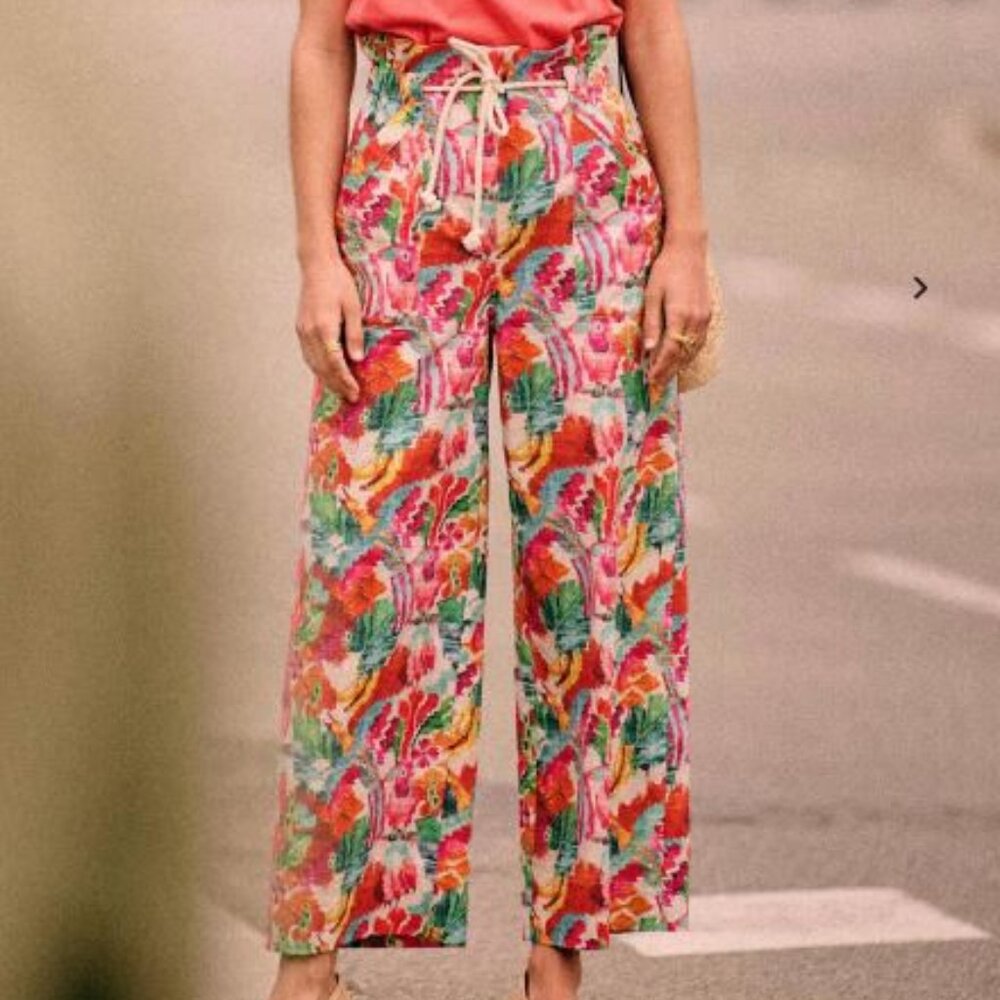 NWT Sezane Jacques Trousers (high waist, wide leg) Floral Print Size US 2